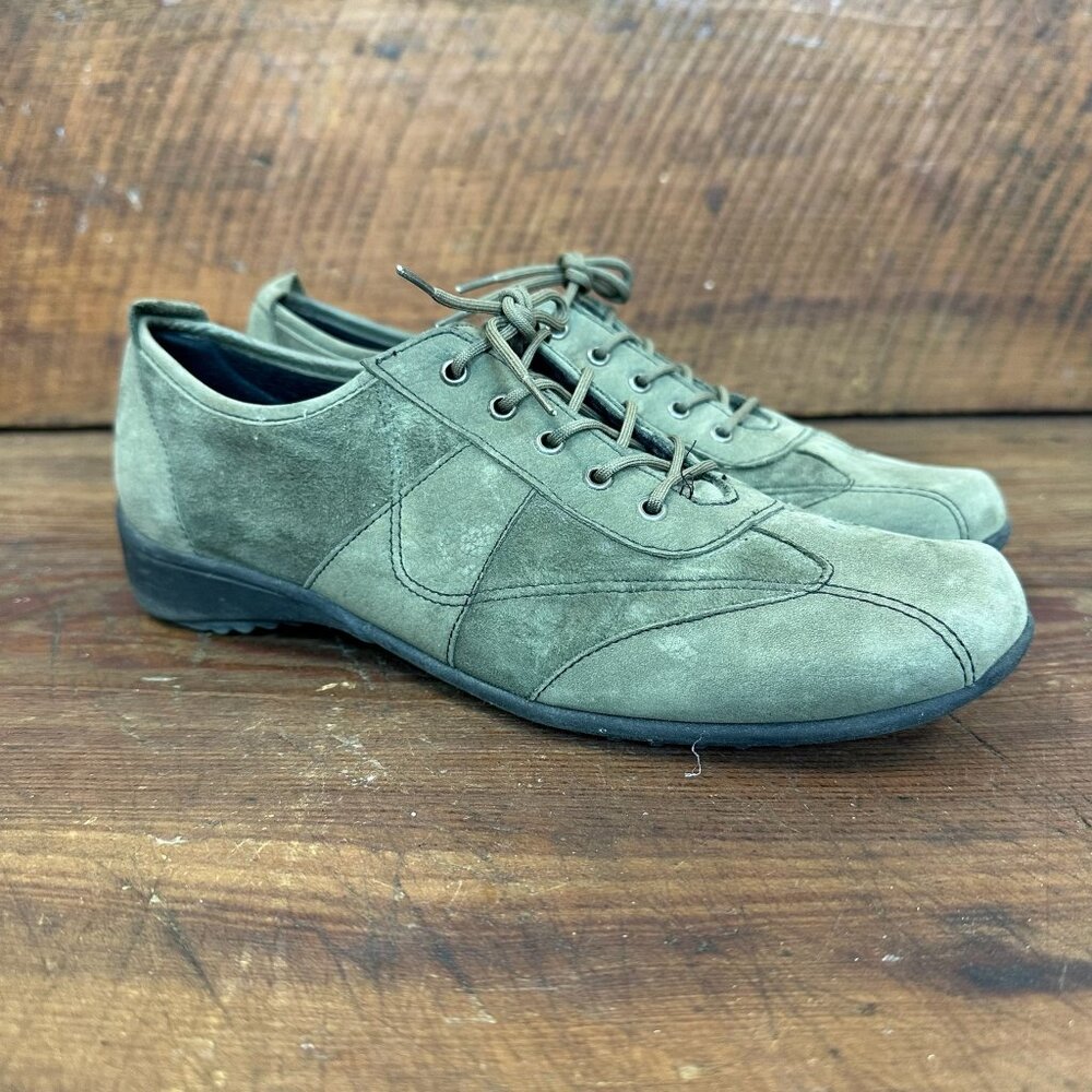 Munro American Women Olive Lace Up Leather Comfort Shoes 7